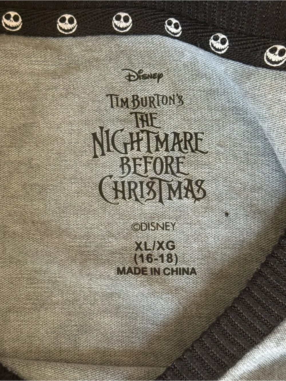 Disney The Nightmare Before Christmas Grey & Black Logo Top - Picture 3 of 4